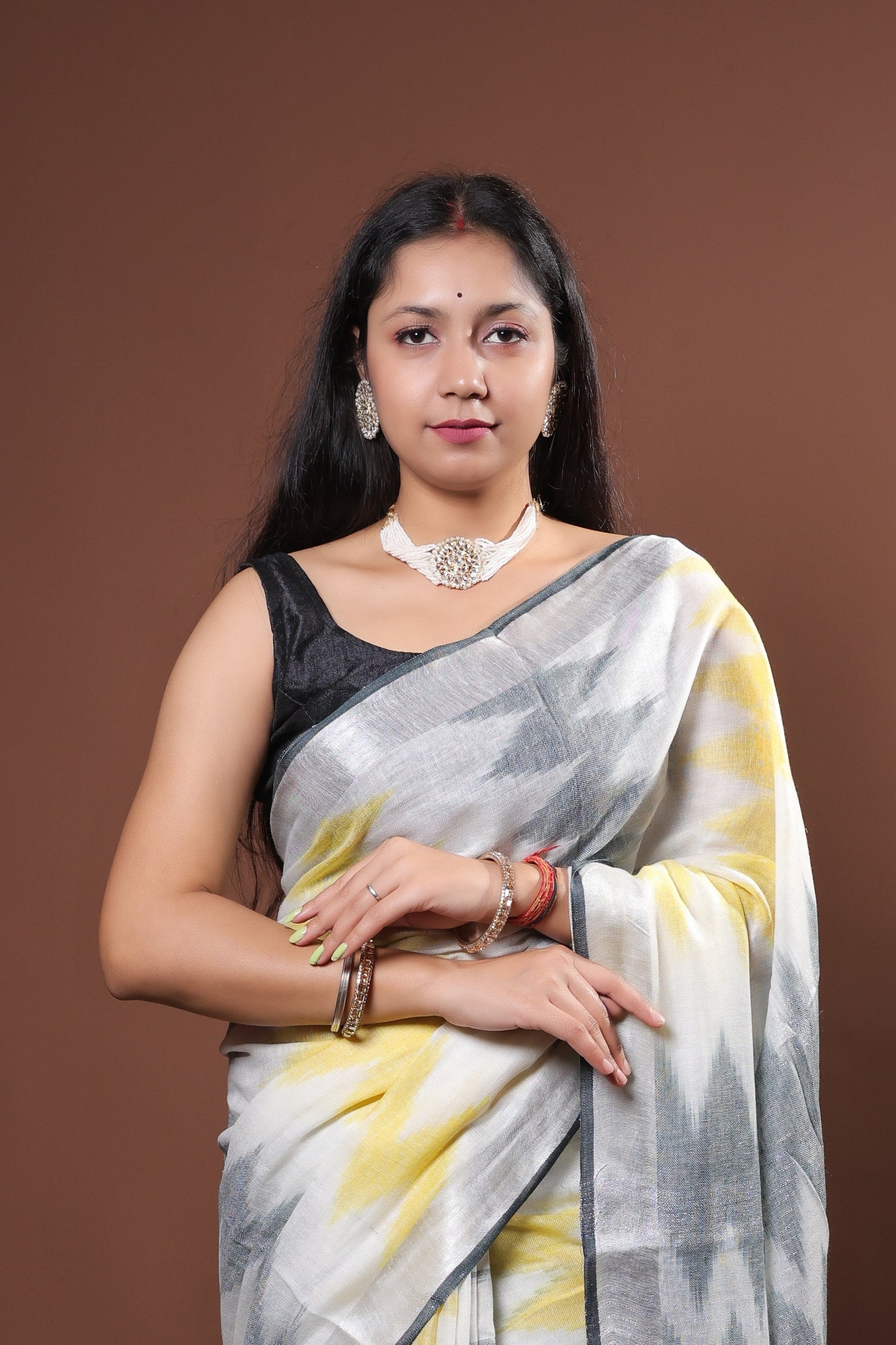 Linen Saree with double shade color with unique pattern