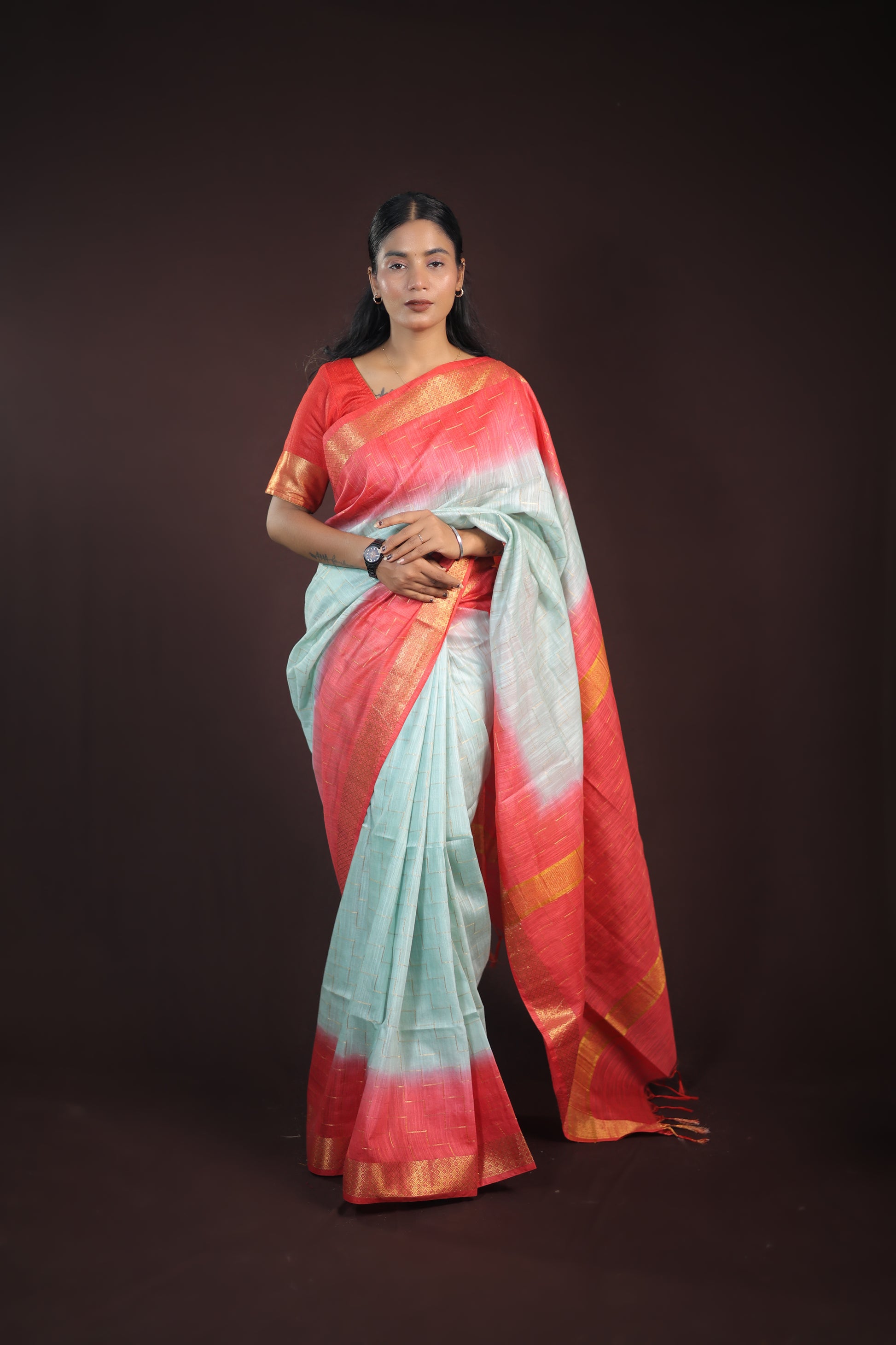 cotton viscos saree