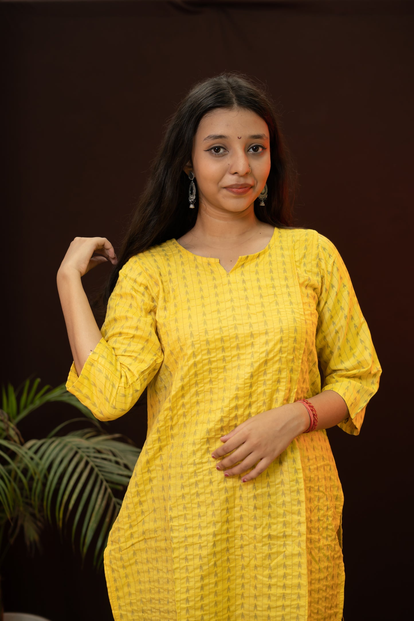 Printed designer yellow kurti