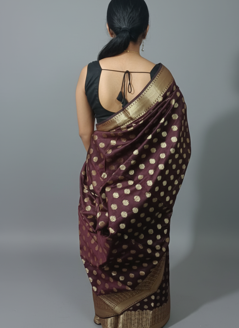 Banarasi Silk saree in dark red(mahroon) color feative wear saree