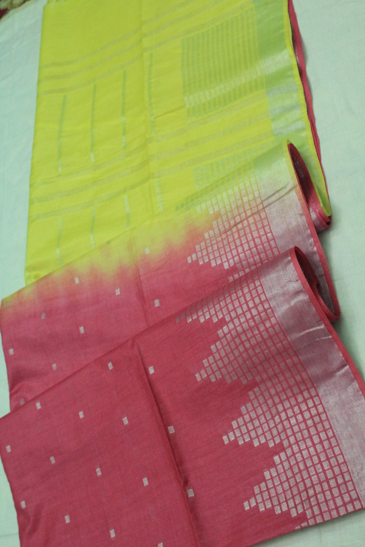 silver buta temple border Hankota silk bhagalpuri