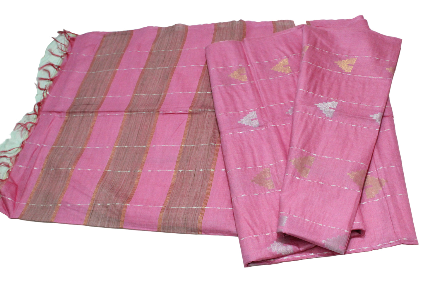 Temple buta without border pink color kota silk Saree