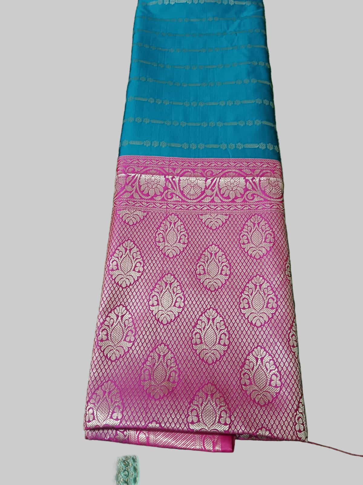 Soft Silk Saree with with blue and pink color