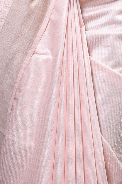 pink color Saree silver border with sequenced grey pallu