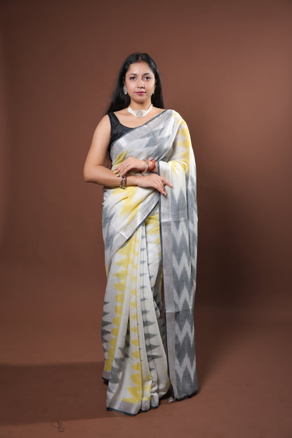 Linen Saree with double shade color with unique pattern