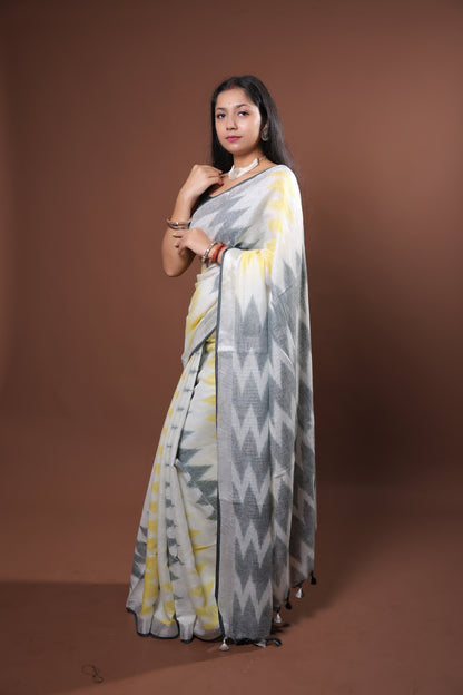 Linen Saree with double shade color with unique pattern
