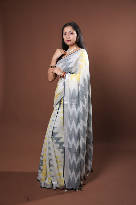Linen Saree with double shade color with unique pattern