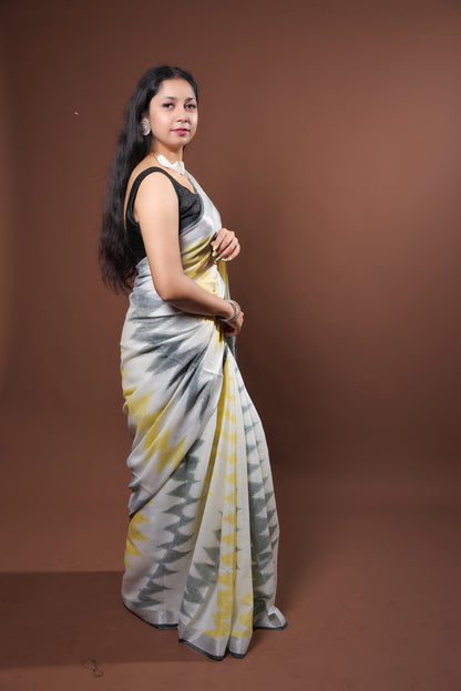 Linen Saree with double shade color with unique pattern