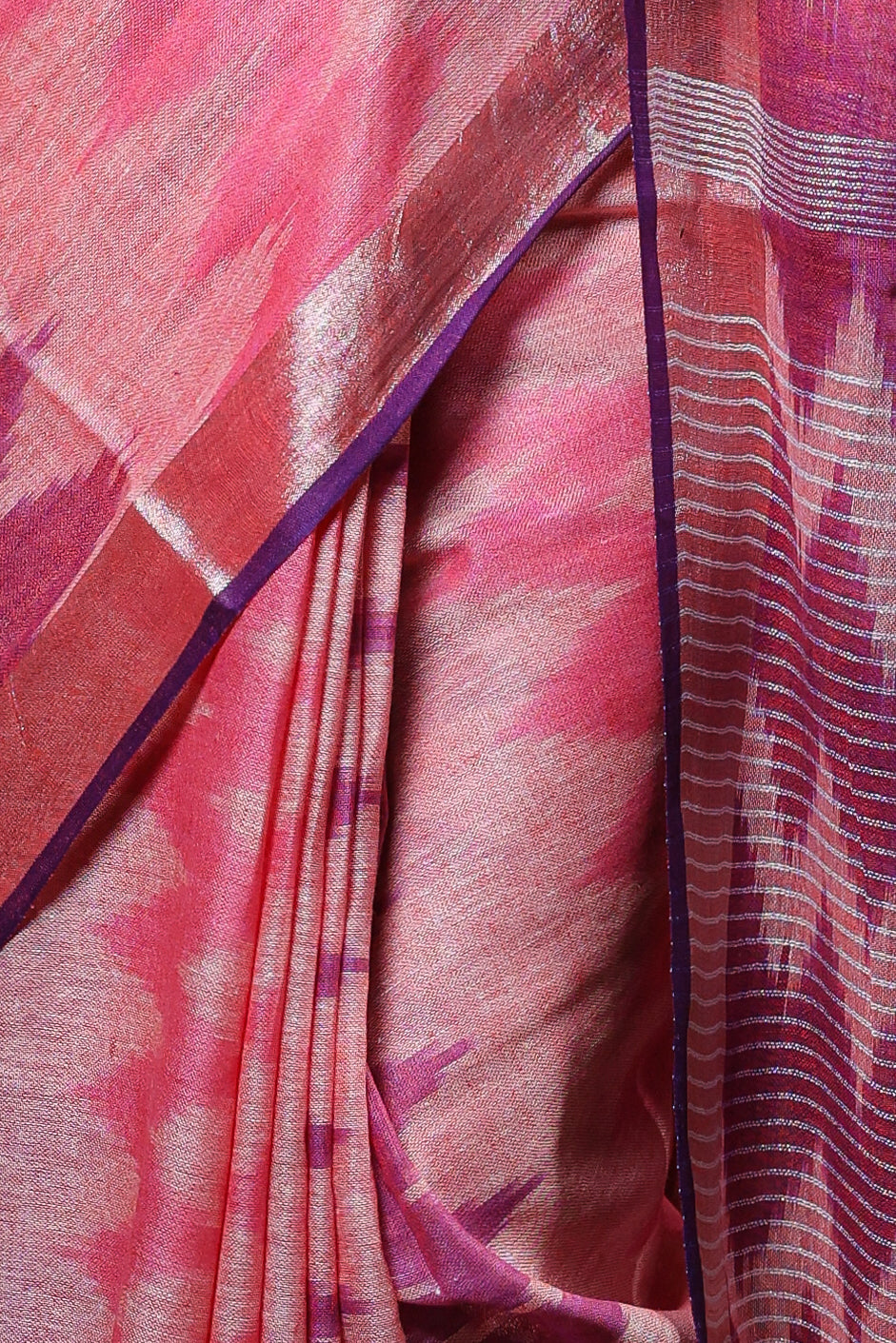 linen Pink Saree ekkat print
