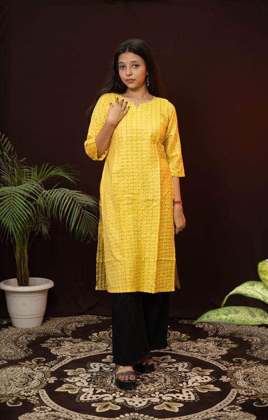 Printed designer yellow kurti