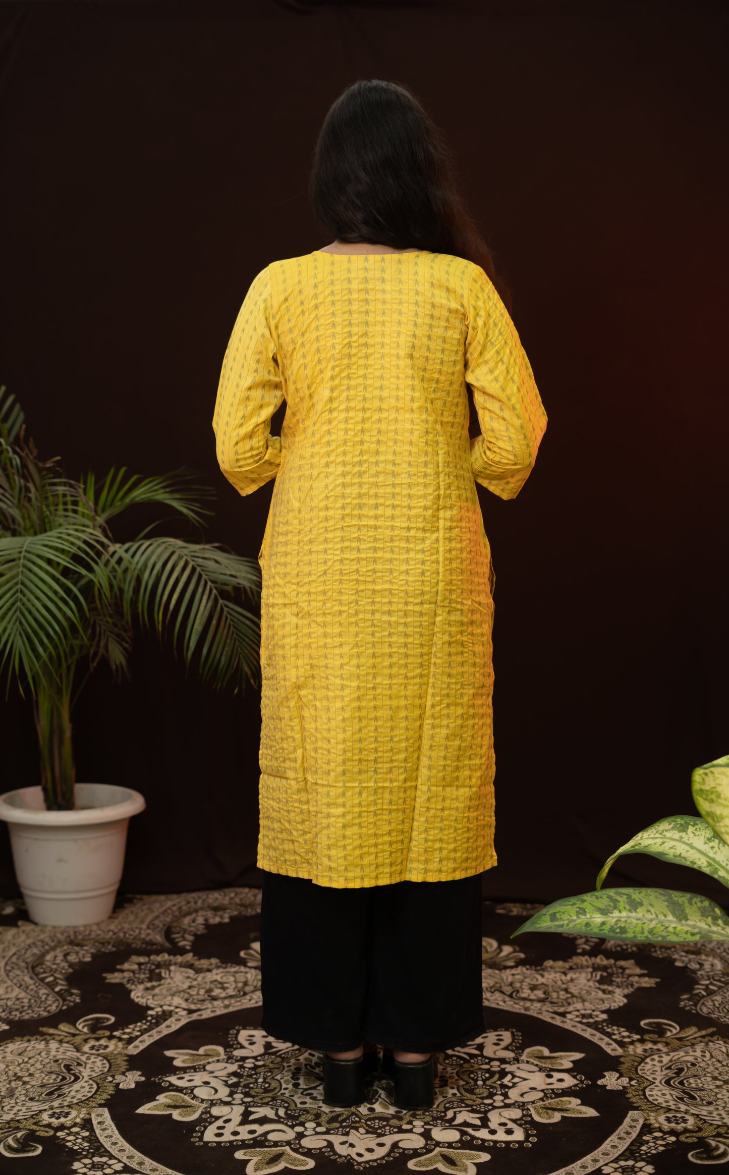 Printed designer yellow kurti