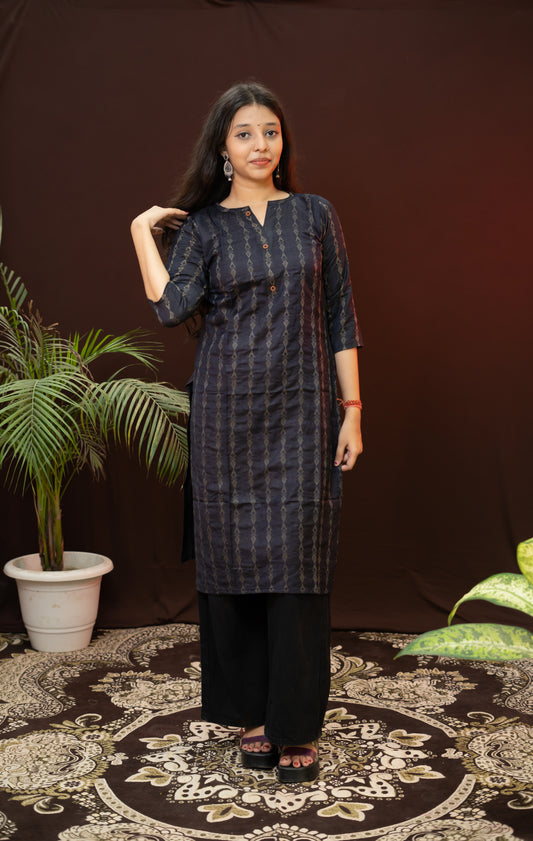 Black Formal Kurti with geomatric design