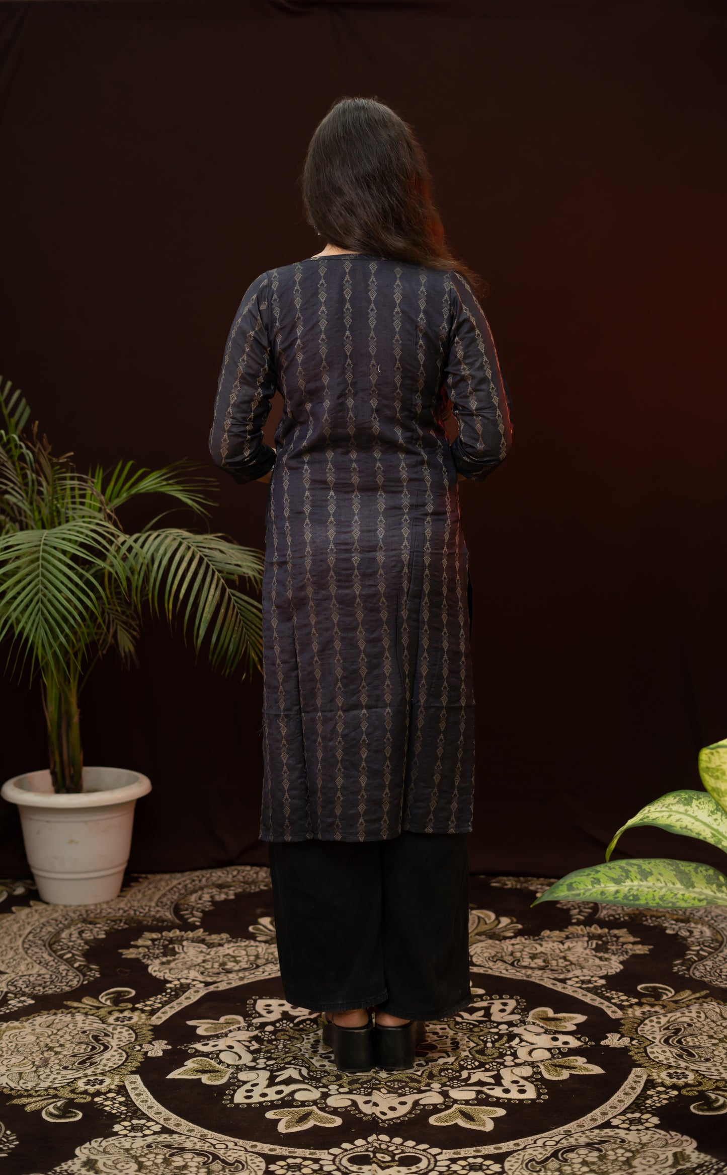 Black Formal Kurti with geomatric design