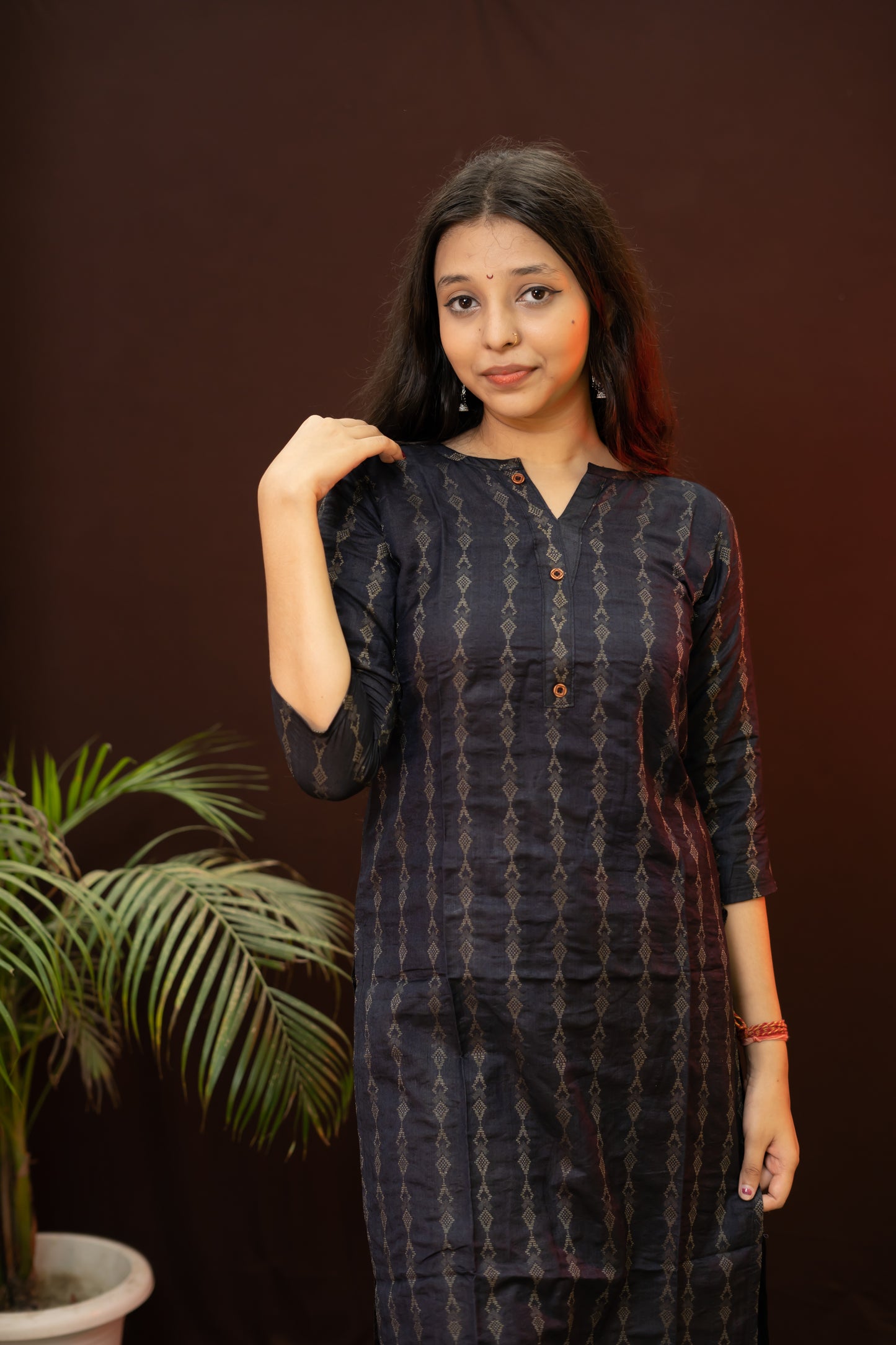 Black Formal Kurti with geomatric design