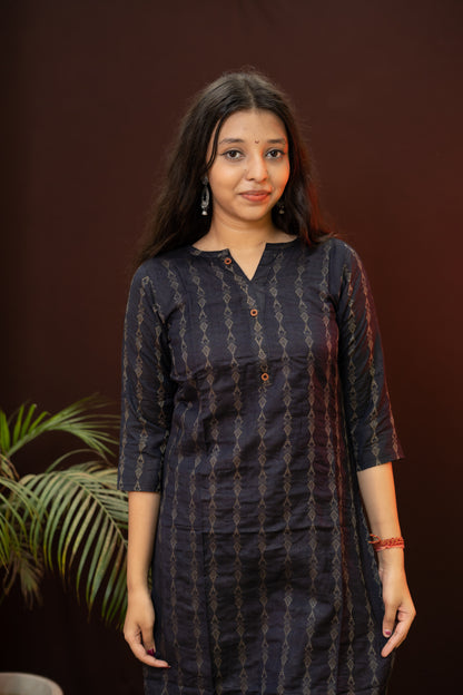 Black Formal Kurti with geomatric design