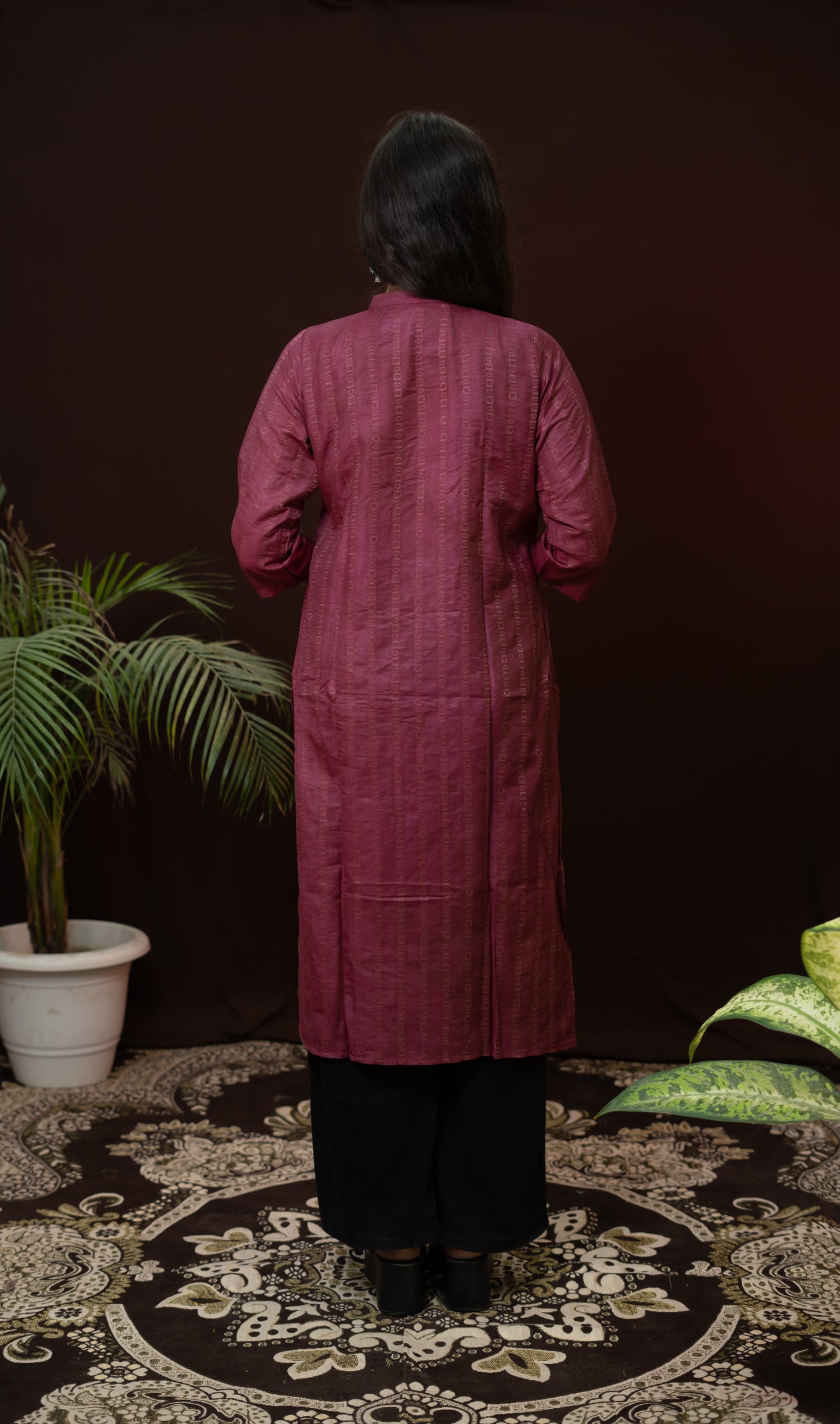 Purple Formal wear Kurti with collor neck