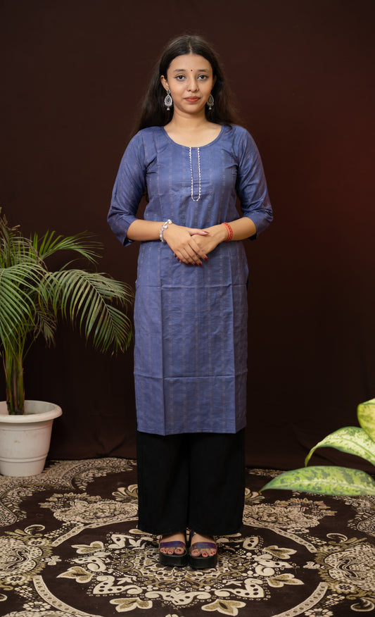 Dark Blue kurti with neck strip