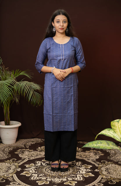 Dark Blue kurti with neck strip