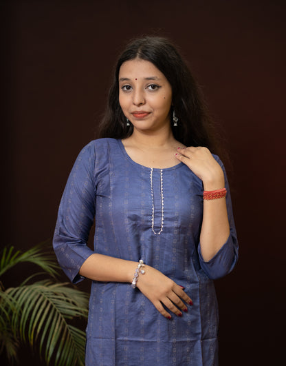 Dark Blue kurti with neck strip