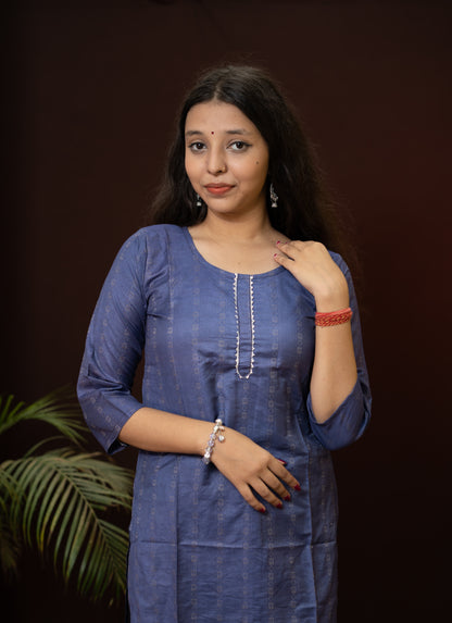 Dark Blue kurti with neck strip