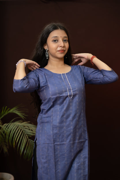 Dark Blue kurti with neck strip