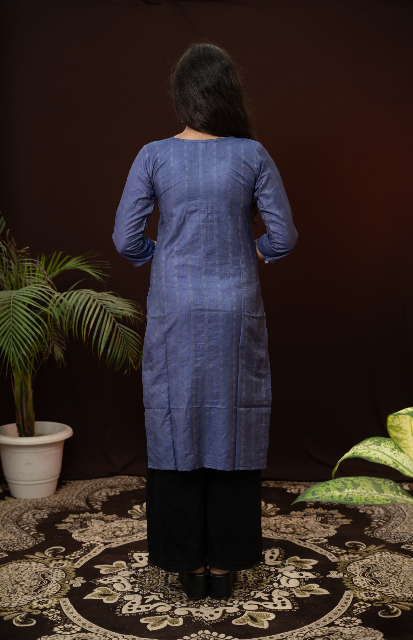 Dark Blue kurti with neck strip