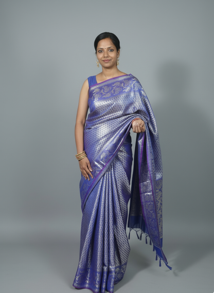 Banarasi saree in blue color with stunning design