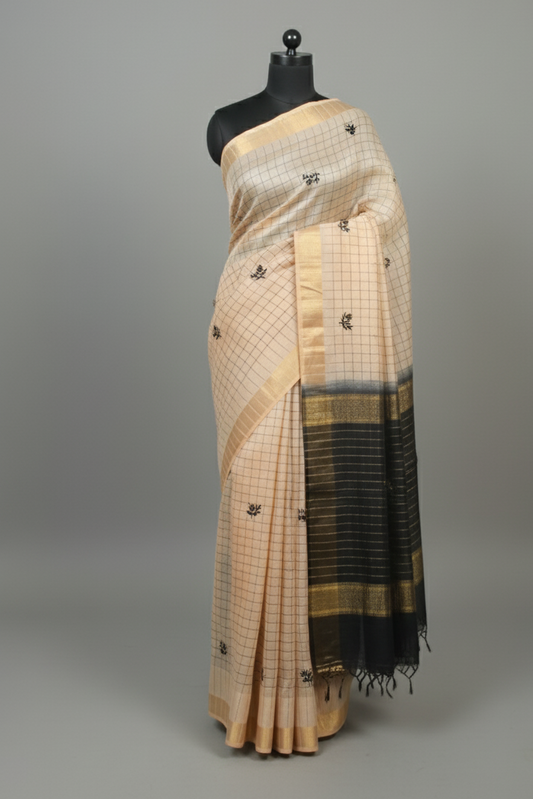 Double shade zari saree with embroidery