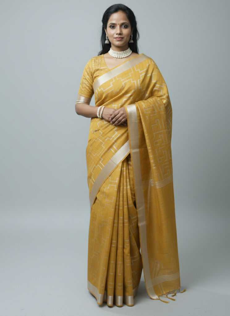 Green with silver sari work Festive wear saree