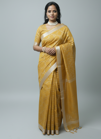 Green with silver sari work Festive wear saree