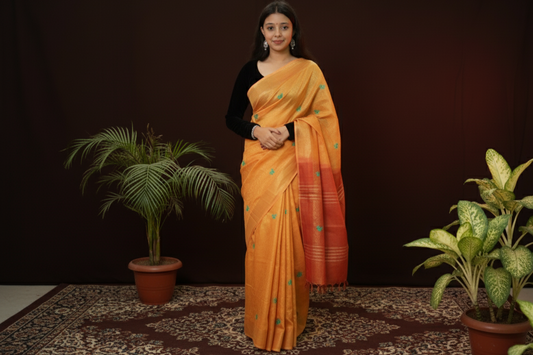 stunning festive saree with embroidery and gold zari work