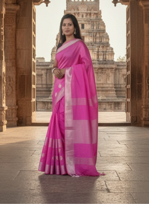 Silver zari with butterfly print Silk Saree