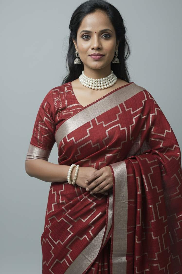 Green with silver sari work Festive wear saree