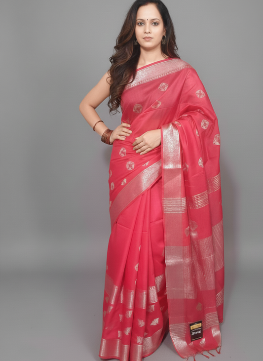 Designer saree with silver zari butterfly and bandhani print