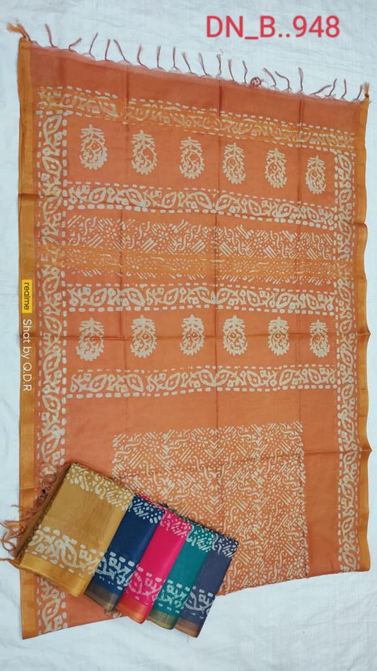 Bataque print cotton saree
