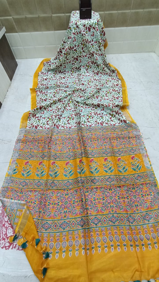 printed multicolor saree