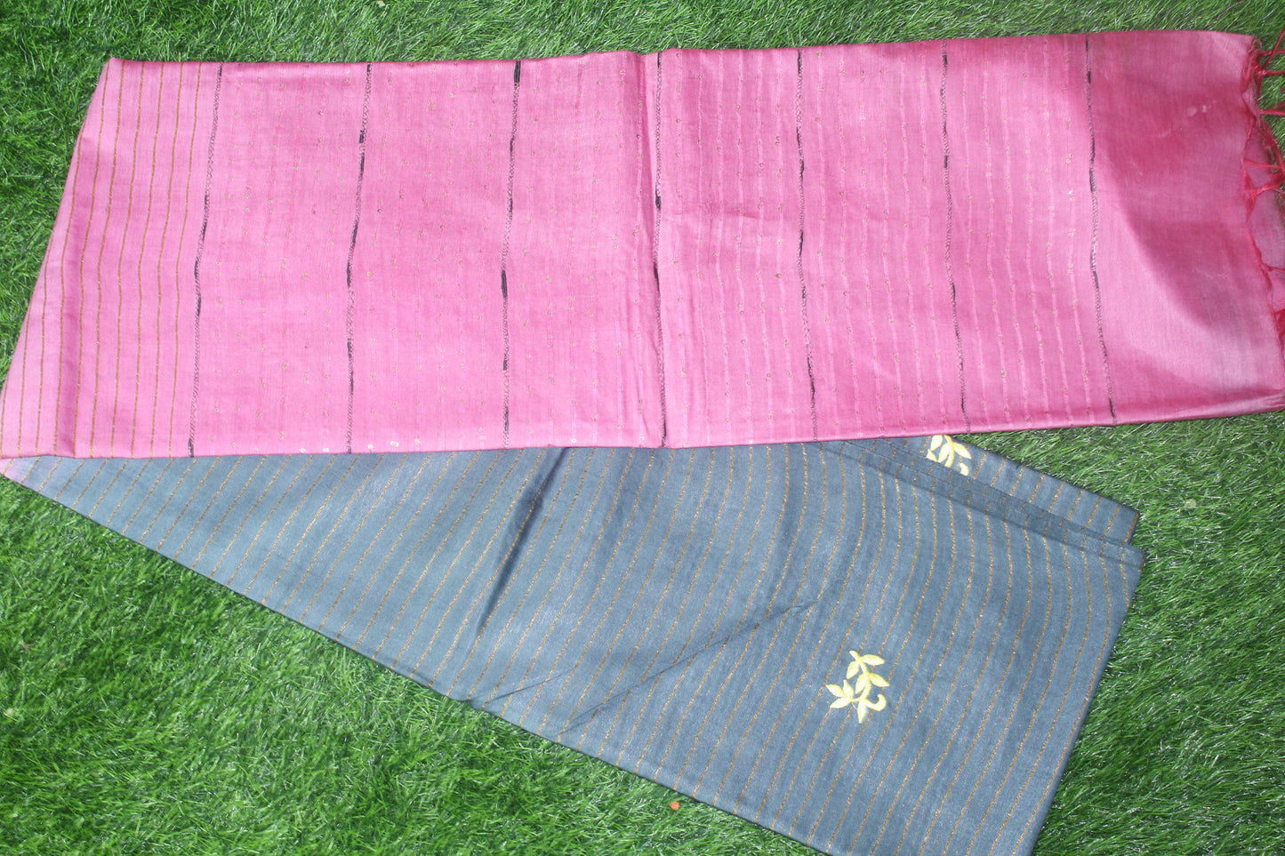 Embroidered saree with double shade color