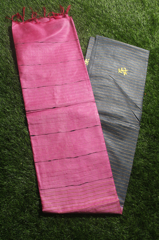 Embroidered saree with double shade color