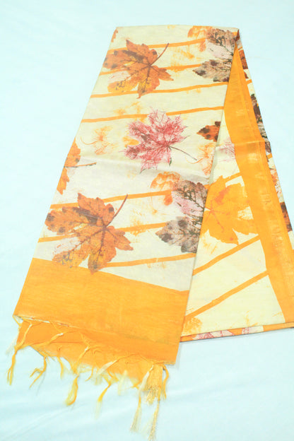 printed saree in floral pattern