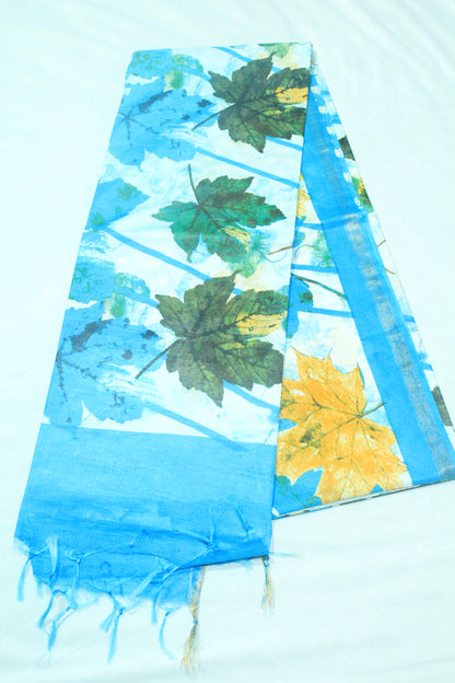 printed saree in floral pattern