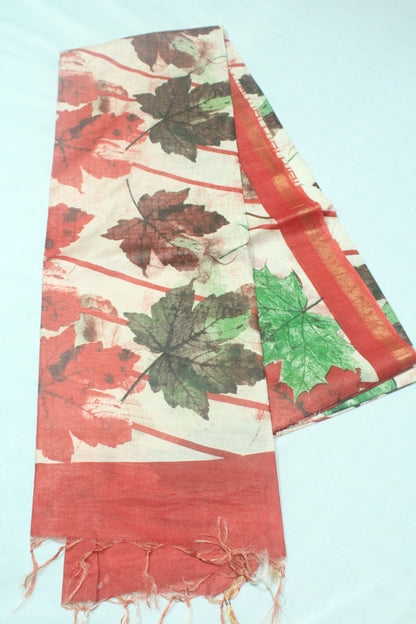 printed saree in floral pattern