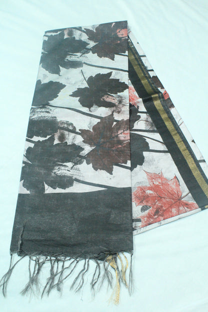 printed saree in floral pattern