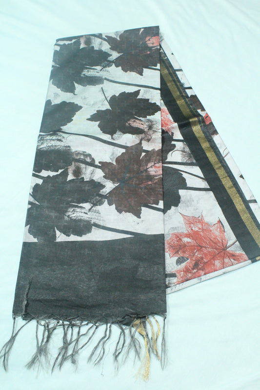 printed saree in floral pattern