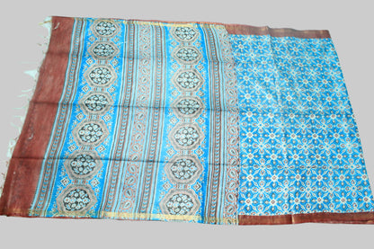 Printed Saree with beautiful sea blue color