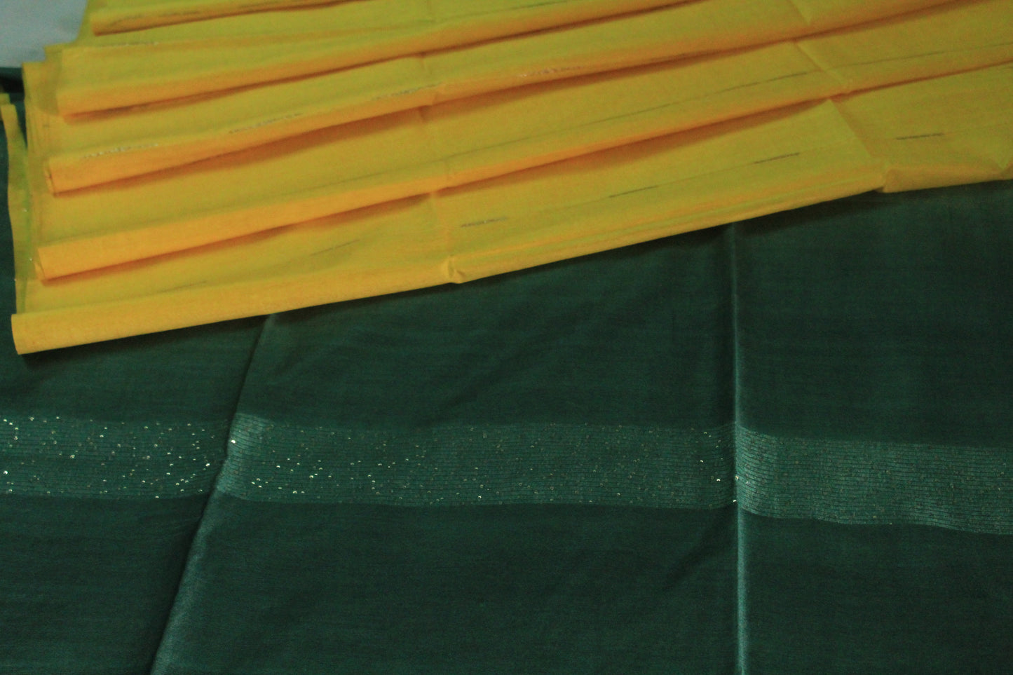 Sequence pallu without border silk Saree with yellow and grey color
