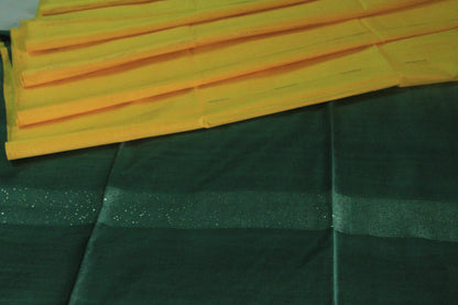 Sequence pallu without border silk Saree with yellow and grey color