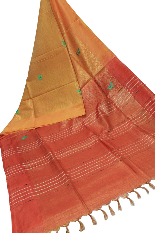 stunning festive saree with embroidery and gold zari work