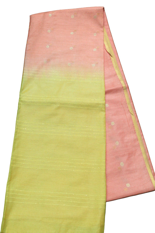 Zari buta small border  pink and yellow silk  Saree