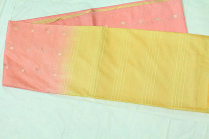 Zari buta small border  pink and yellow silk  Saree