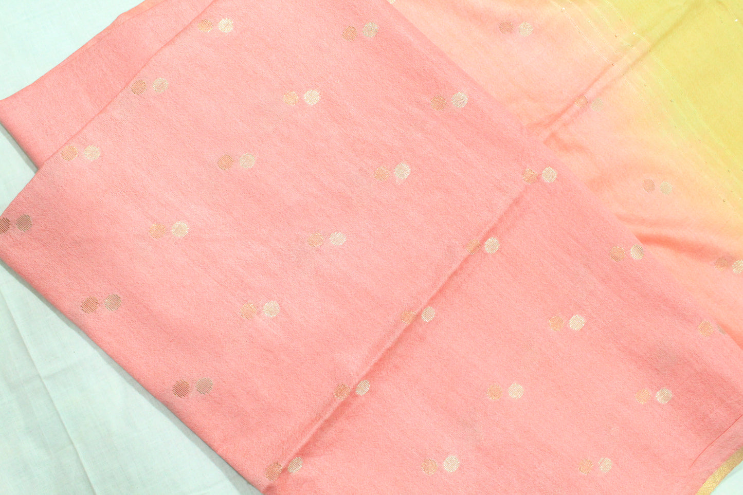 Zari buta small border  pink and yellow silk  Saree
